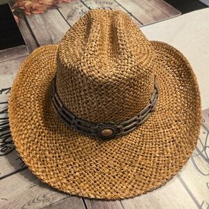 Stylish Tan Women's Straw Cowboy Hat